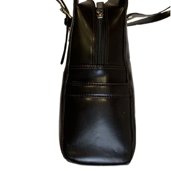 Franklin Covey Brown Leather Laptop Tablet Briefcase - Picture 4 of 16